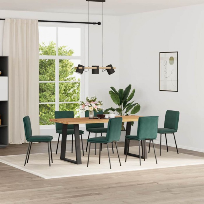 vidaXL Scaune de bucătărie, 6 buc., verde &icirc;nchis, catifea