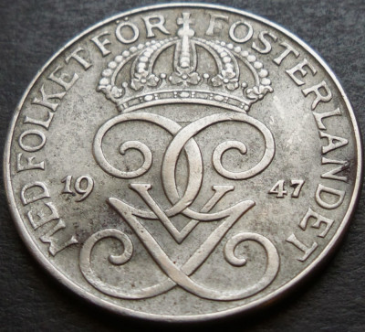 Moneda istorica 5 ORE - SUEDIA, anul 1947 *cod 3015 = excelenta foto