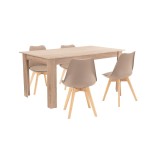 Cumpara ieftin Set de masă Lola 4+1 bej-stejar Sonoma