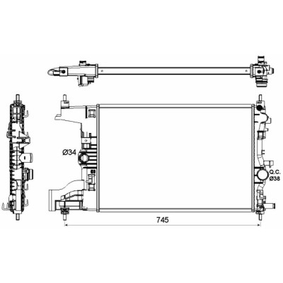 Radiator racire Opel Astra J, 10.2009-2017 Motorizare 1, 4 Turbo 103kw; 1, 6 Turbo 132kw Benzina, tip climatizare cu/fara AC, cutie M/A, cu conectori foto