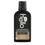 Apă de gură Hello Activated Charcoal Extra Fresh, mentă proaspătă și ulei de cocos, fără fluor, fără alcool, vegan, 473 ml