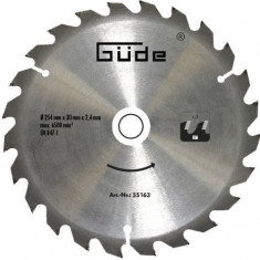 Disc pentru fierastrau circular, taiere lemn Gude 55163, O254x30 mm, 24 dinti