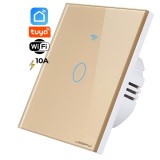 Intrerupator inteligent cu touch, Wifi, 1 canal, 10A, Auriu