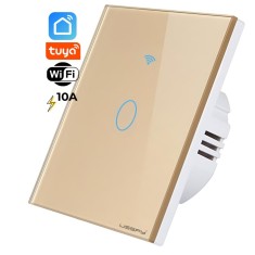 Intrerupator inteligent cu touch, Wifi, 1 canal, 10A, Auriu
