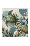 Perdea de duș cu broască țestoasă stil Mid-Century 175x200cm din material, decor pentru baie &ndash; Peacock