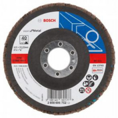 Disc de slefuire evantai BOSCH X551 pentru metal ,D 115 mm; G 40, versiunea inclinata