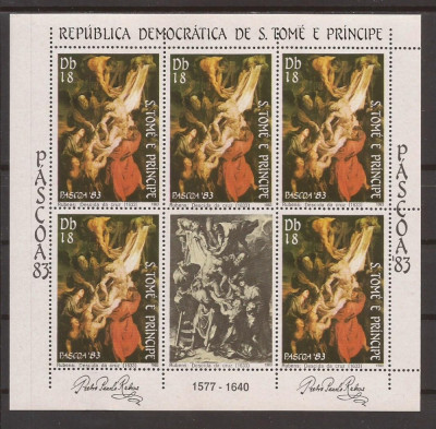 S. TOME E PRINCIPE 1983 PICTURA RUBENS ( bloc dantelat) MNH foto