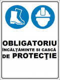 Placuta obligatoriu incaltaminte si casca de protectie