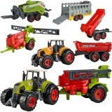 Set de Joc Ferma cu Tractoare și Accesorii Agricole, 6 Piese, pentru Copii