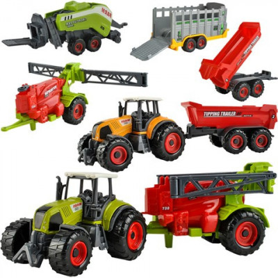 Set de Joc Ferma cu Tractoare și Accesorii Agricole, 6 Piese, pentru Copii foto