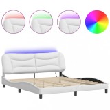 Cumpara ieftin Cadru de pat cu LED fara saltea, Hvar, alb, 180x200 cm