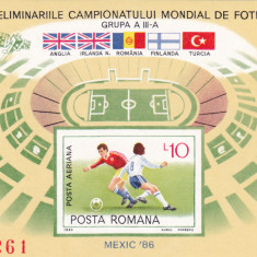 CAMPIONATUL MONDIAL DE FOOTBAL 1986,COLITA NEDANTELATA ,Lp.4377, MNH **,ROMANIA.