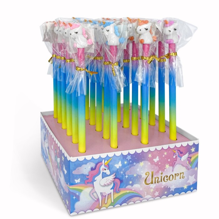 Creion grafic Unicorn cu radiera, 4 modele (24 buc/display)