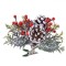 Decoratiune Craciun, Model Brad Nins cu Clips, Conuri si Pomusoare, 10cm, Rosu Verde