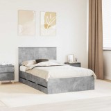 vidaXL Cadru de pat Gri din beton 120 x 190 cm Lemn Ingineresc 3409478