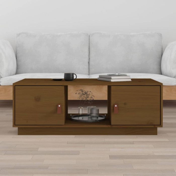 Gossi masuta de cafea, maro miere, 100x50x35 cm, lemn masiv de pin