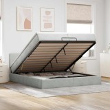 vidaXL Cadru de pat otoman cu saltele Gri deschis 200x200cm catifea 3312644