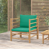Canapea de gradina cu perne verzi, bambus GartenMobel Dekor, vidaXL