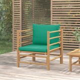 Canapea gradina bambus Gossi, perne verzi, 63x69x65cm, exterior, terasa