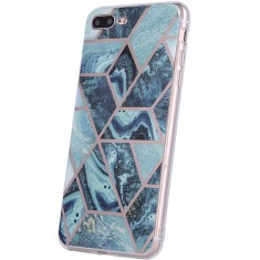 Husa TPU OEM Geometric Marmur pentru Samsung Galaxy A70 A705, Albastra