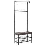 HomCom Banca Vestiar in Metal captusita, Maro, 72.5x35x180cm