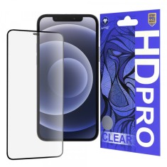 Folie de protectie Ecran Lito HD Pro Clear pentru Apple iPhone 12 / 12 Pro, Sticla Securizata, Full Glue, Neagra