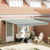 VidaXL Cortina Retractabilă Manual Verde și alb 400 &times; 300 cm țesătură