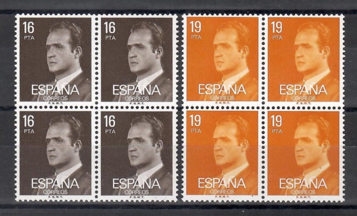 Spania 1980 - Regele Juan Carlos I - Noi valori, bloc de 4, MNH