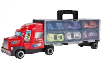 Set de masinute, transport car, cutie in forma de camion, 6 masinute incluse, MalPlay 106584 foto