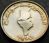 Moneda exotica 1/2 DINAR - TUNISIA, anul 1990 *cod 299 A = excelenta