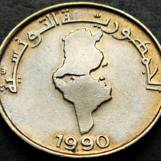 Moneda exotica 1/2 DINAR - TUNISIA, anul 1990 *cod 299 A = excelenta