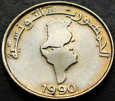 Moneda exotica 1/2 DINAR - TUNISIA, anul 1990 *cod 299 A = excelenta foto