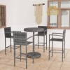 Gossi bar de gradina, 5 piese, gri, poliratan