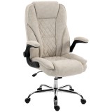 HOMCOM Scaun de birou, scaun ergonomic, &icirc;nălțime reglabilă, accotoare rabatabile, 70 x 70 x 114-122 cm, bej | Aosom Romania
