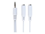 Gembird CCA, 415W , Splitter audio 3.5mm M la 2A 3.5mm F, 10 cm, white