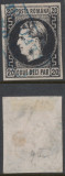 ROMANIA 1867 Carol cu favoriti 20 parale hartie subtire stampila rara albastra