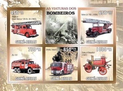 GUINEEA-BISSAU 2010 - Masini de pompieri/ colita MNH foto