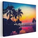 Tablou peisaj cu palmieri la apus Tablou canvas pe panza CU RAMA 40x60 cm