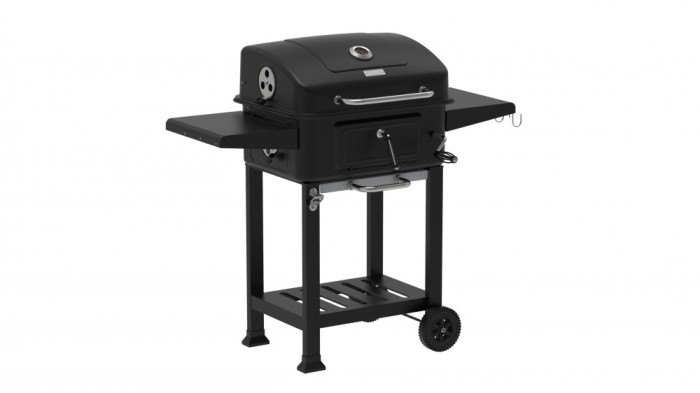 Gratar pentru exterior Zilan ZLN3574, Fabricat din materiale durabile, Grila de gatit 54x42.5 cm din otel cromat, Termometru incorporat, Mobilitate pe