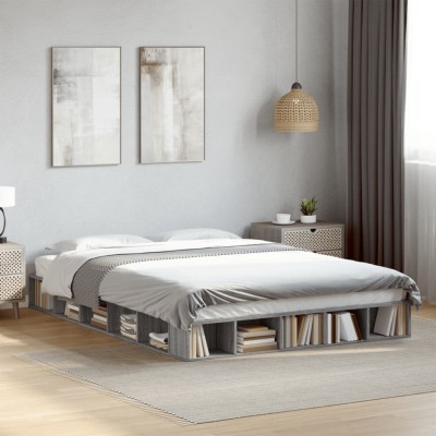 vidaXL Cadru de pat, gri sonoma, 160x200 cm, lemn prelucrat 3280466 foto