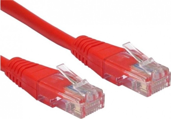 PATCH CORD UTP SPACER Cat5e, cupru-aluminiu, 1 m, rosu, AWG26, &quot;SP-PT-CAT5-1M-R&quot; (timbru verde 0.08 lei)
