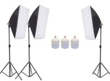 Cumpara ieftin Kit 3 softbox lumina alba continua pentru foto / video si 3x bec LED 50W, Andoer