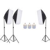 Kit 3 softbox lumina alba continua pentru foto / video si 3x bec LED 50W
