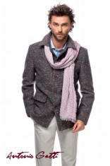 Palton Barbati Casual Scurt din Stofa Tweed B162 Lan07 foto