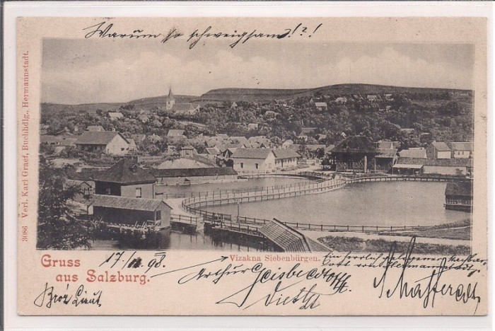 Carte postala circulata in anul 1908 Ocna Sibiului