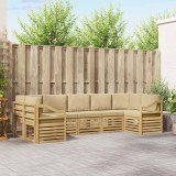 vidaXL Set canapea sectională 7 pcs Alb și Bej 304 x 126,5 x 73 cm 3392453