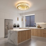 Lustra LED VERTUS cu telecomanda si cristal, 31W, 50 cm, aurie
