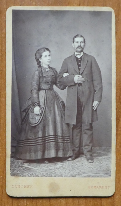 Foto Franz Duschek pe carton , secol 19 , cuplu