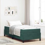 VidaXL Cadru de pat Verde &icirc;nchis, verde și alb 100 x 200 cm Catifea