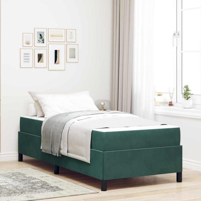 vidaXL Cadru de pat Verde &icirc;nchis, verde și alb 100 x 200 cm Catifea